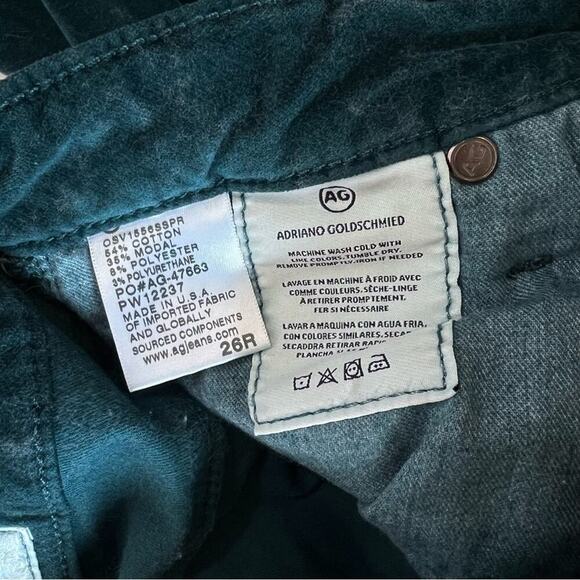 Anthropologie x AG Velvet Teal High Rise Slim Straight Stevie Ankle Pants Sz 26 - Picture 16 of 16